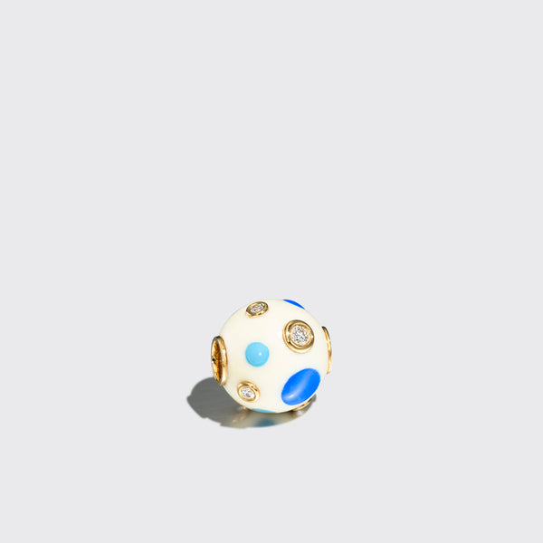 DARK BLUE & LIGHT BLUE POLKA DOTS DIAMOND BANGERS CHARM
