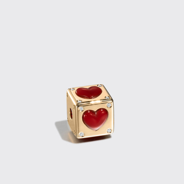 JUMBO CARNELIAN HEART DICE DIAMOND BANGERS CHARM