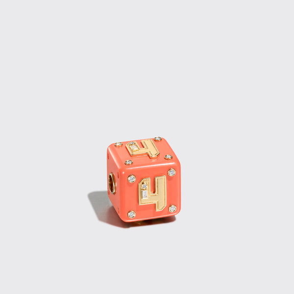 JUMBO CORAL LETTER/NUMBER DICE DIAMOND BANGERS CHARM