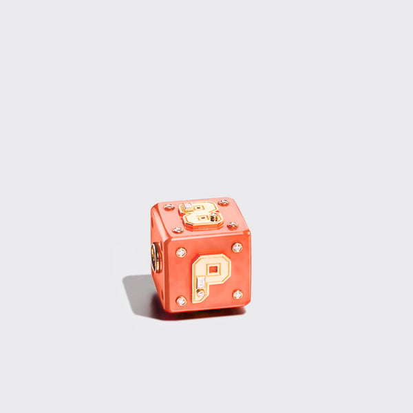 JUMBO CORAL LETTER/NUMBER DICE DIAMOND BANGERS CHARM