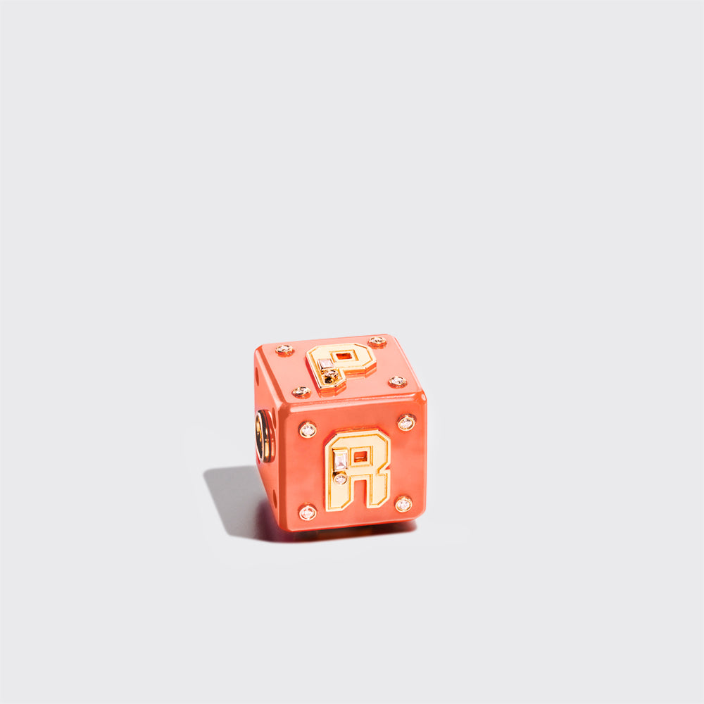 JUMBO CORAL LETTER/NUMBER DICE DIAMOND BANGERS CHARM