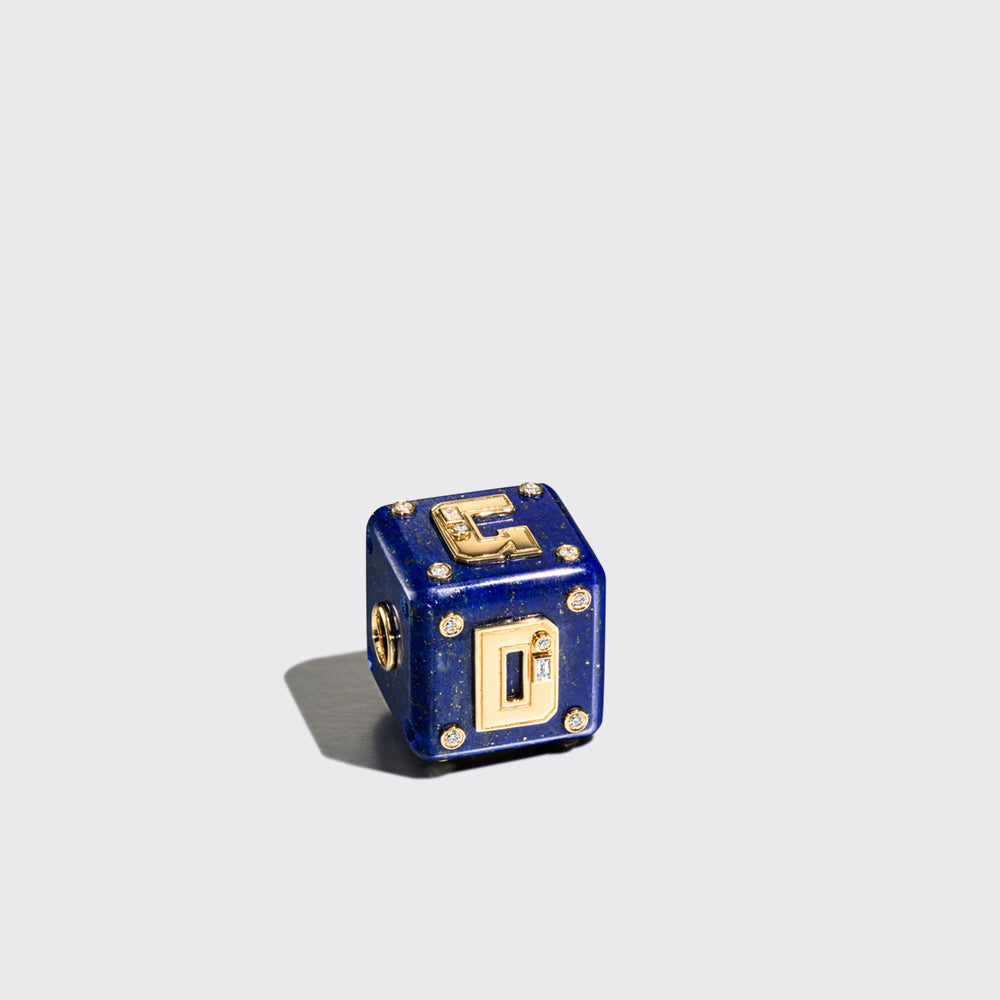 JUMBO LAPIS LETTER/NUMBER DICE DIAMOND BANGERS CHARM