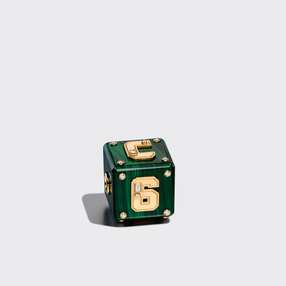 JUMBO MALACHITE LETTER/NUMBER DICE DIAMOND BANGERS CHARM