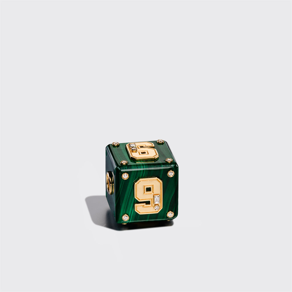 JUMBO MALACHITE LETTER/NUMBER DICE DIAMOND BANGERS CHARM