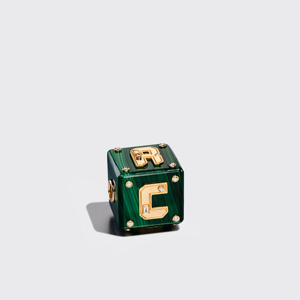 JUMBO MALACHITE LETTER/NUMBER DICE DIAMOND BANGERS CHARM
