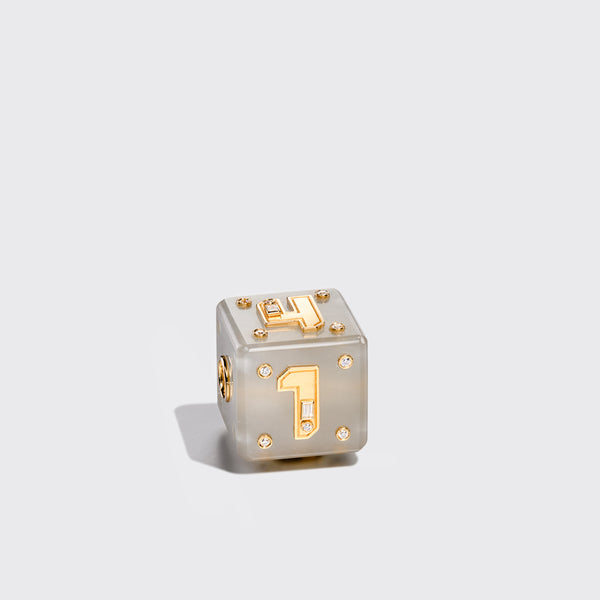 JUMBO MOONSTONE LETTER/NUMBER DICE DIAMOND BANGERS CHARM