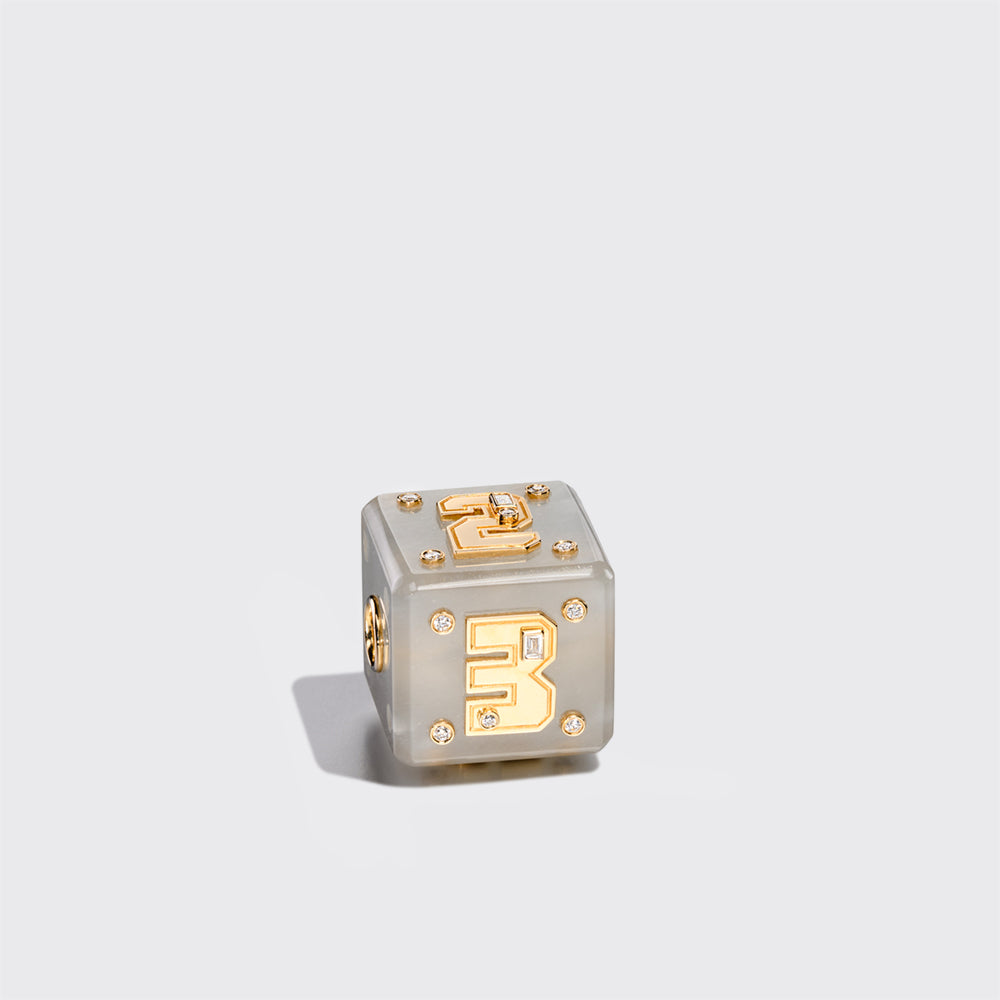 JUMBO MOONSTONE LETTER/NUMBER DICE DIAMOND BANGERS CHARM