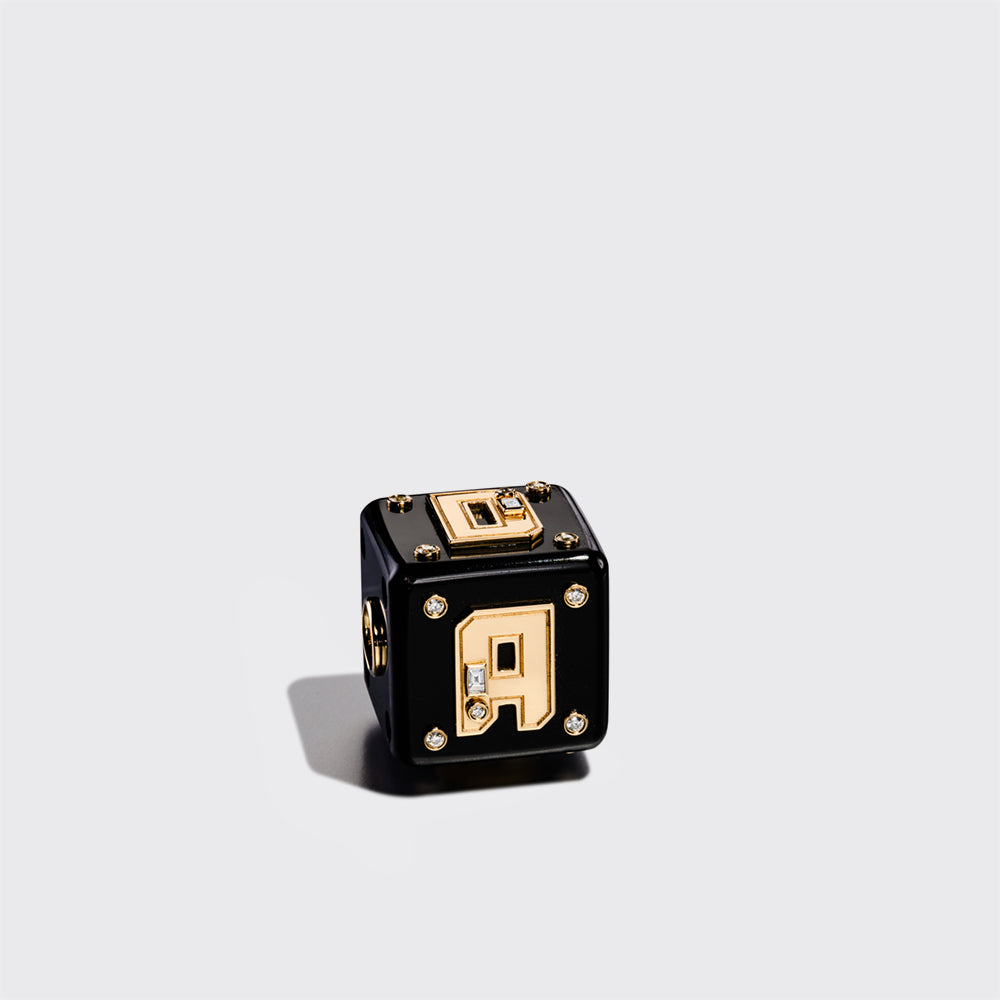 JUMBO ONYX LETTER/NUMBER DICE DIAMOND BANGERS CHARM