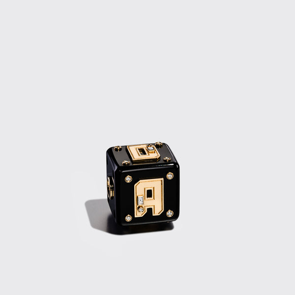 JUMBO ONYX LETTER/NUMBER DICE DIAMOND BANGERS CHARM