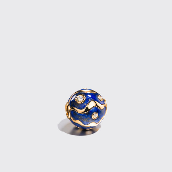 LARGE LAPIS SWIRL DIAMOND BANGERS CHARM