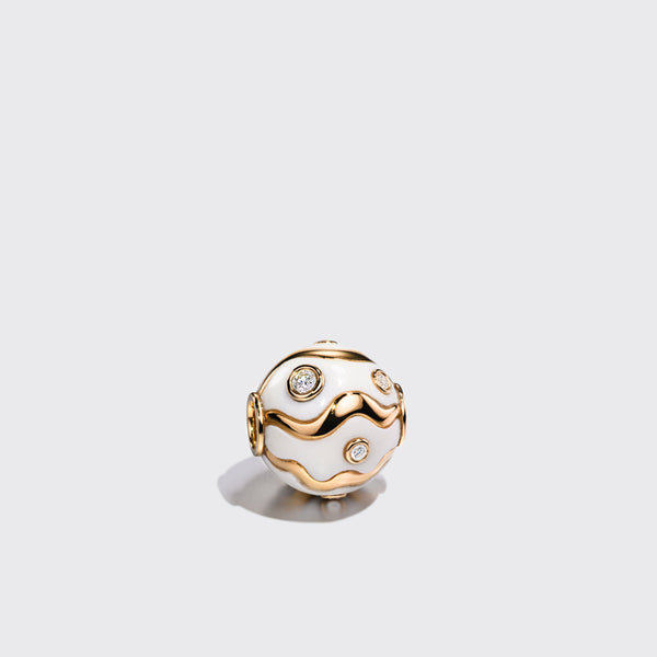 LARGE WHITE YELLOW GOLD SWIRL DIAMOND BANGERS CHARM