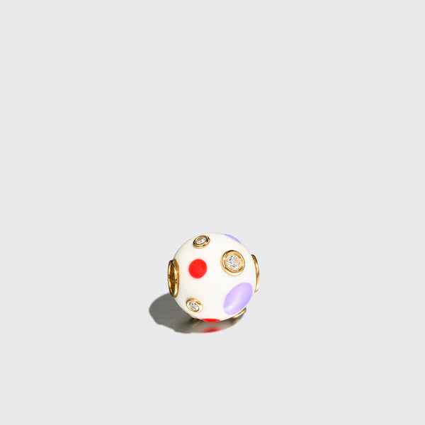 LILAC & RED POLKA DOTS DIAMOND BANGERS CHARM