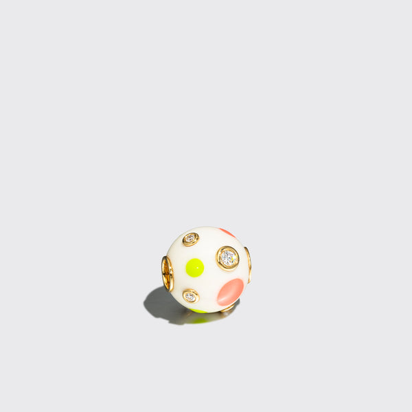 ORANGE & NEON YELLOW POLKA DOTS DIAMOND BANGERS CHARM
