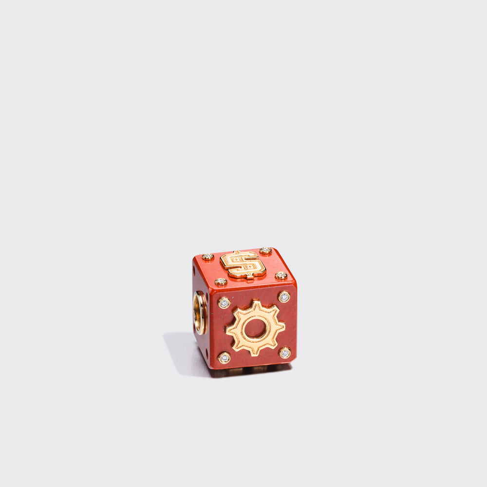 RED JASPER STONE LETTER/NUMBER DICE DIAMOND BANGERS CHARM