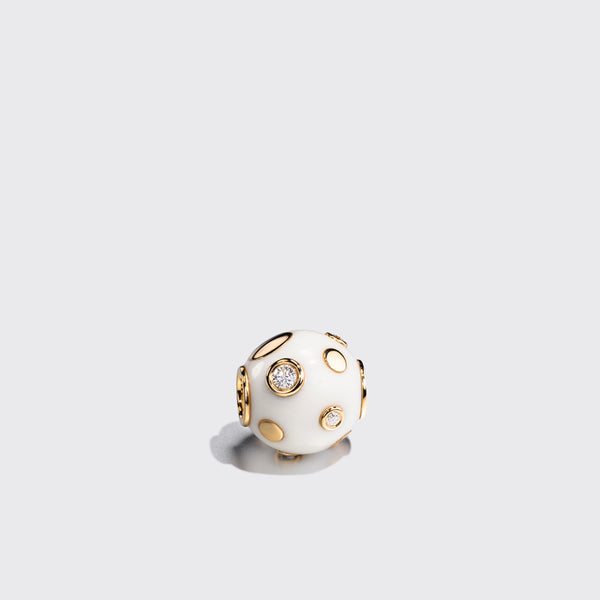 WHITE YELLOW GOLD DIAMOND POLKA DOTS BANGERS CHARM