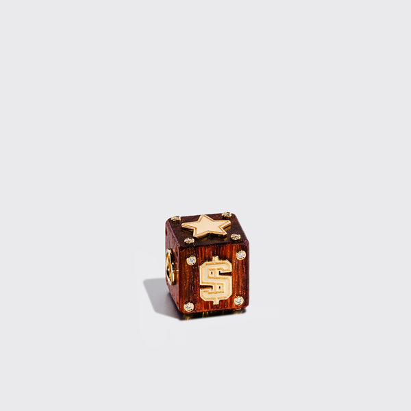 WOOD DICE DIAMOND BANGERS CHARM