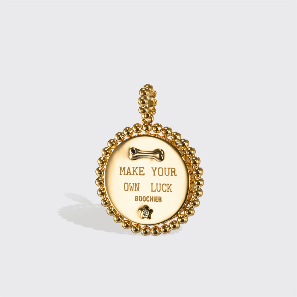 LAPIS YELLOW GOLD LUCKY PUP CHARM
