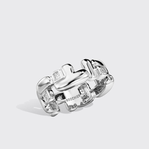 WHITE GOLD DIAMOND ARCADE DOUBLE ETERNITY RING