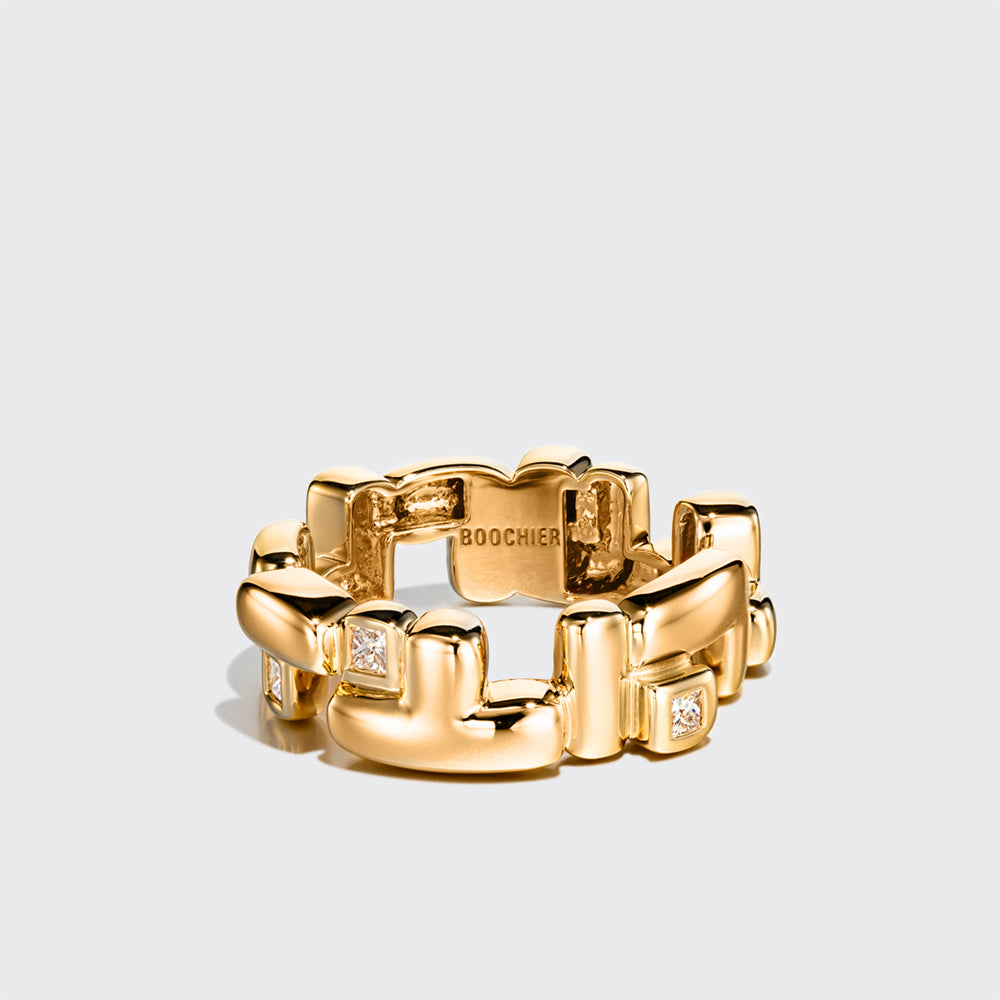 YELLOW GOLD DIAMOND ARCADE DOUBLE ETERNITY RING