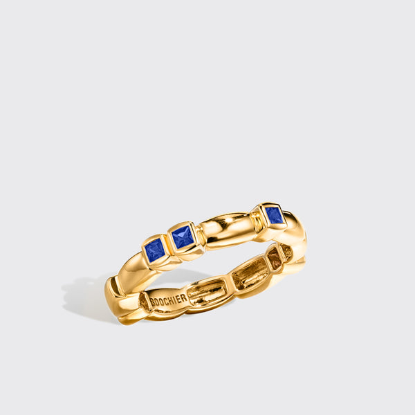 YELLOW GOLD BLUE SAPPHIRE ARCADE ETERNITY RING