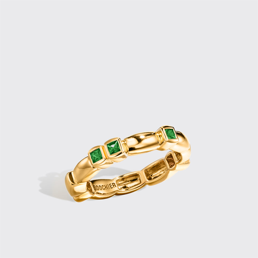 YELLOW GOLD EMERALD ARCADE ETERNITY RING