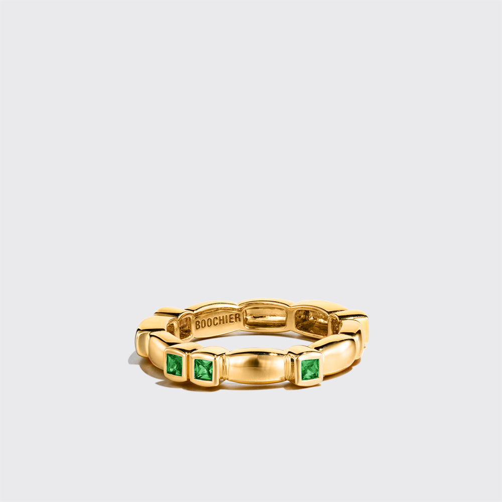 YELLOW GOLD EMERALD ARCADE ETERNITY RING