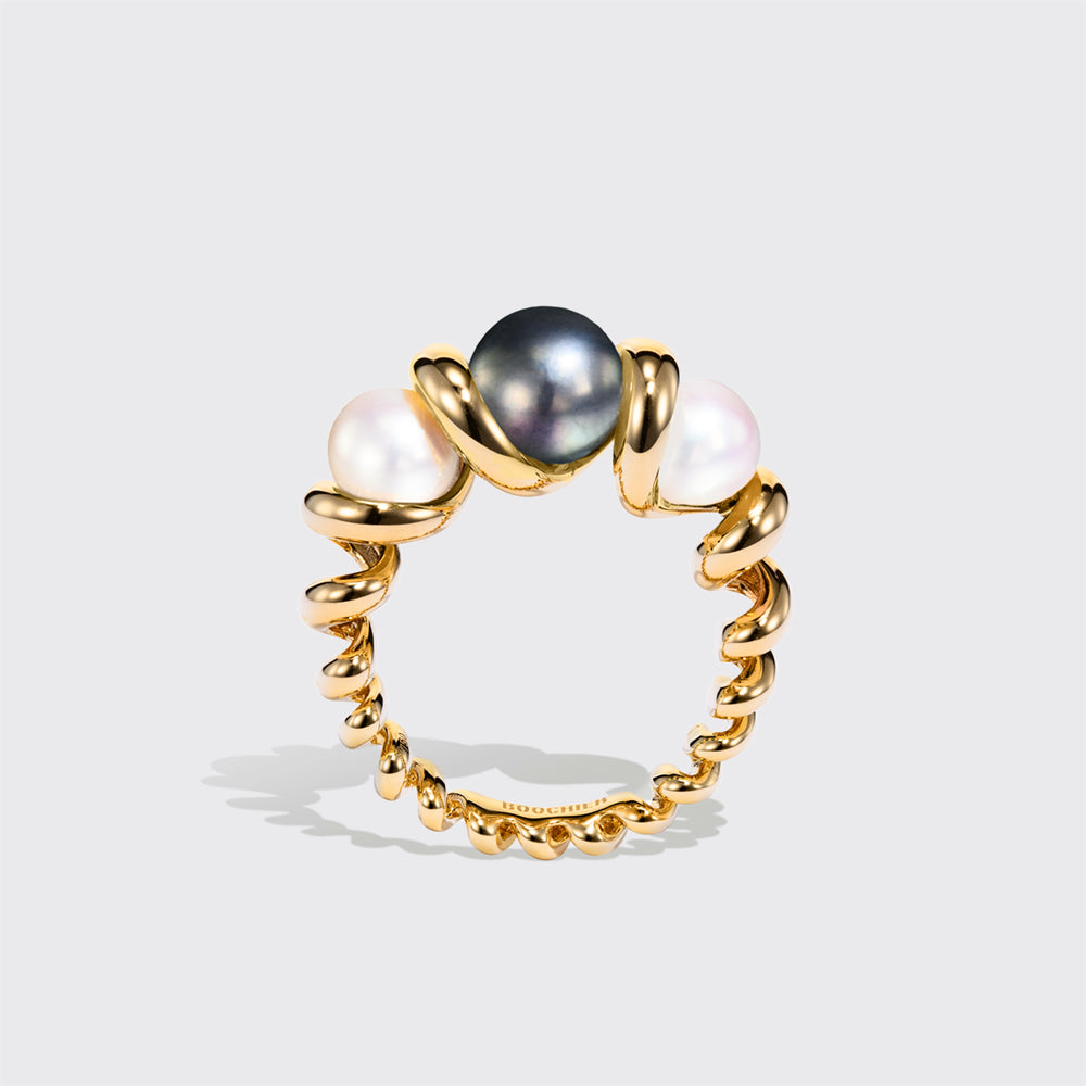 WHITE & GREY PEARLS GUMBALL BEACHING RING