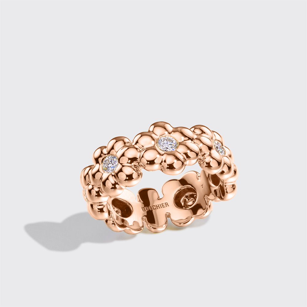 Puff Rib Ring ROSE GOLD DIAMOND FLOWER PUFF RING – Boochier