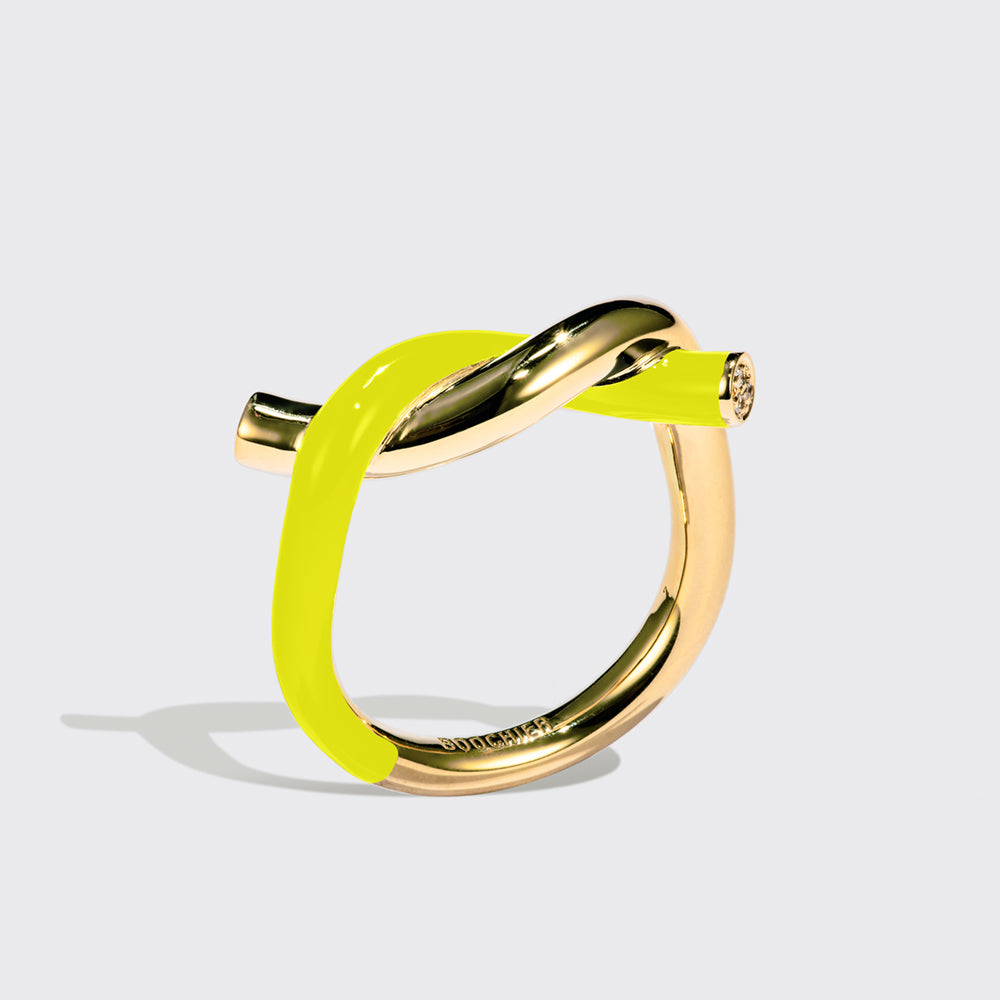 NEON YELLOW FRUIT HOOPS RING