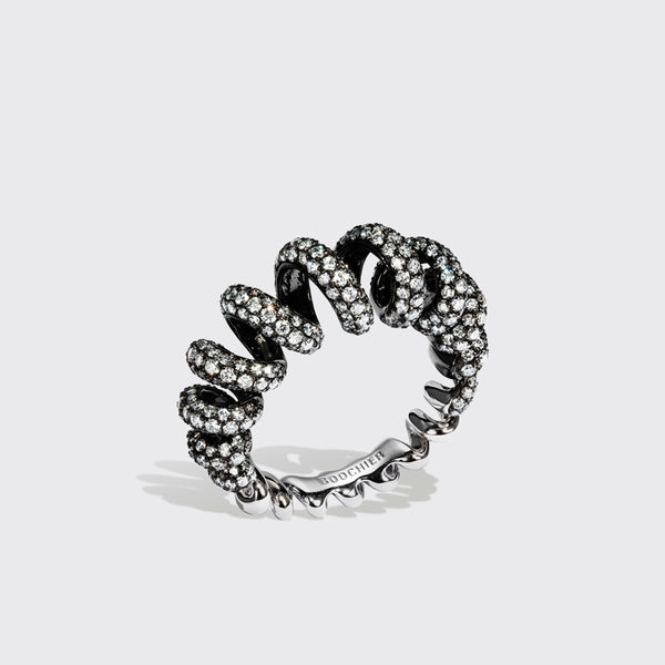 JUMBO BLACK PLATED WHITE GOLD DIAMOND SLINKEE RING