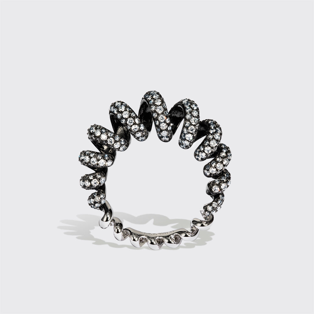 JUMBO BLACK PLATED WHITE GOLD DIAMOND SLINKEE RING