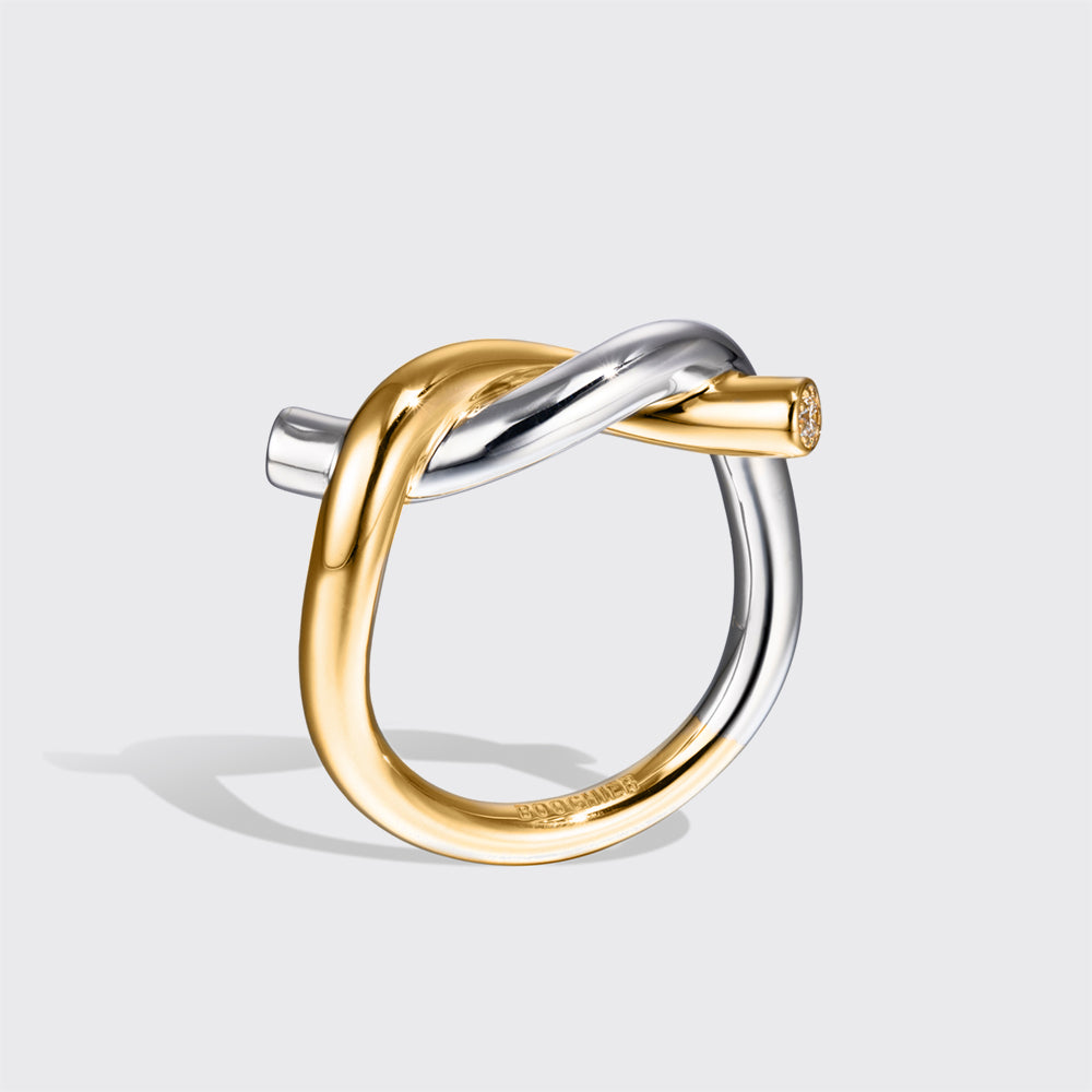 WHITE GOLD-YELLOW GOLD TIES RING