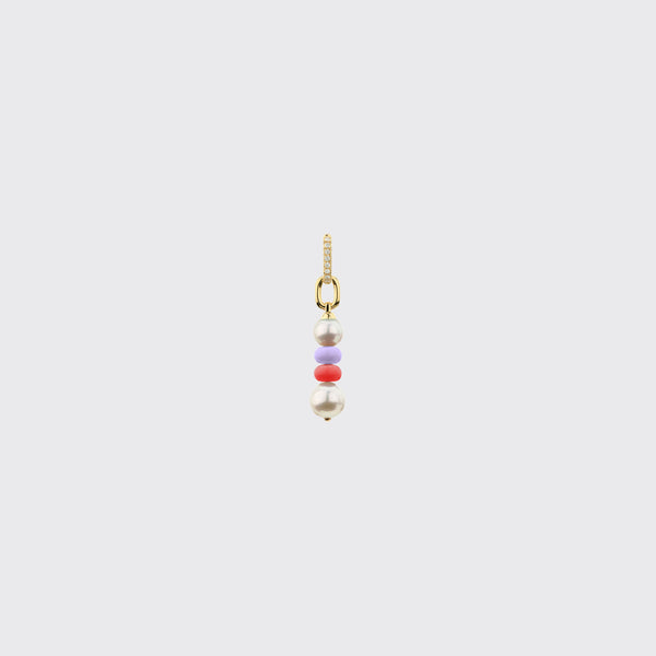 LILAC-RED DOUBLE PEARL DIAMOND B-BOY EARRING