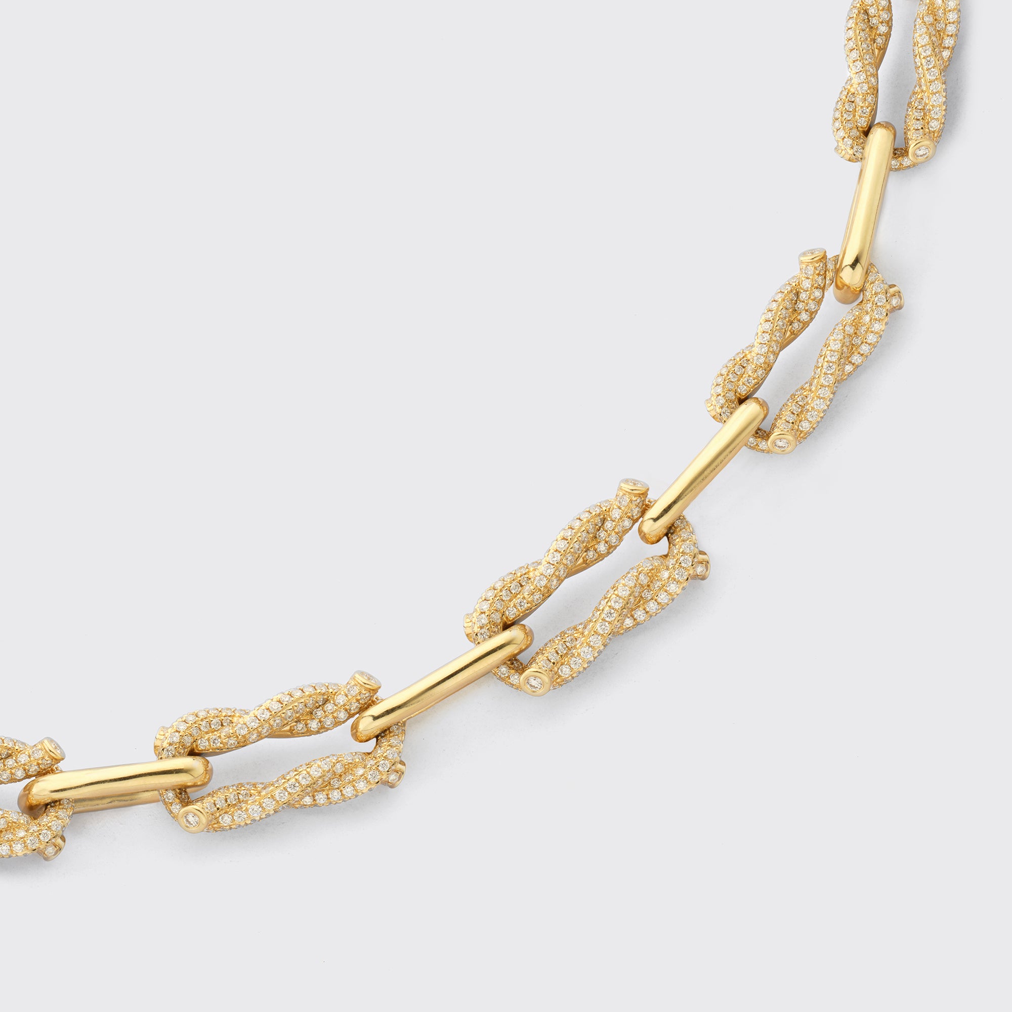 YELLOW GOLD FULL DIAMOND LARGE TIES LINKS NECKLACE